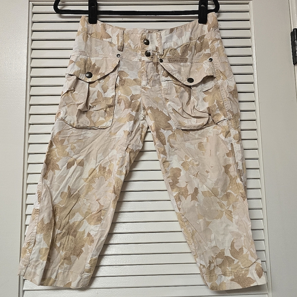 Floral Casual Loose-Fit Crop Pants With Pockets